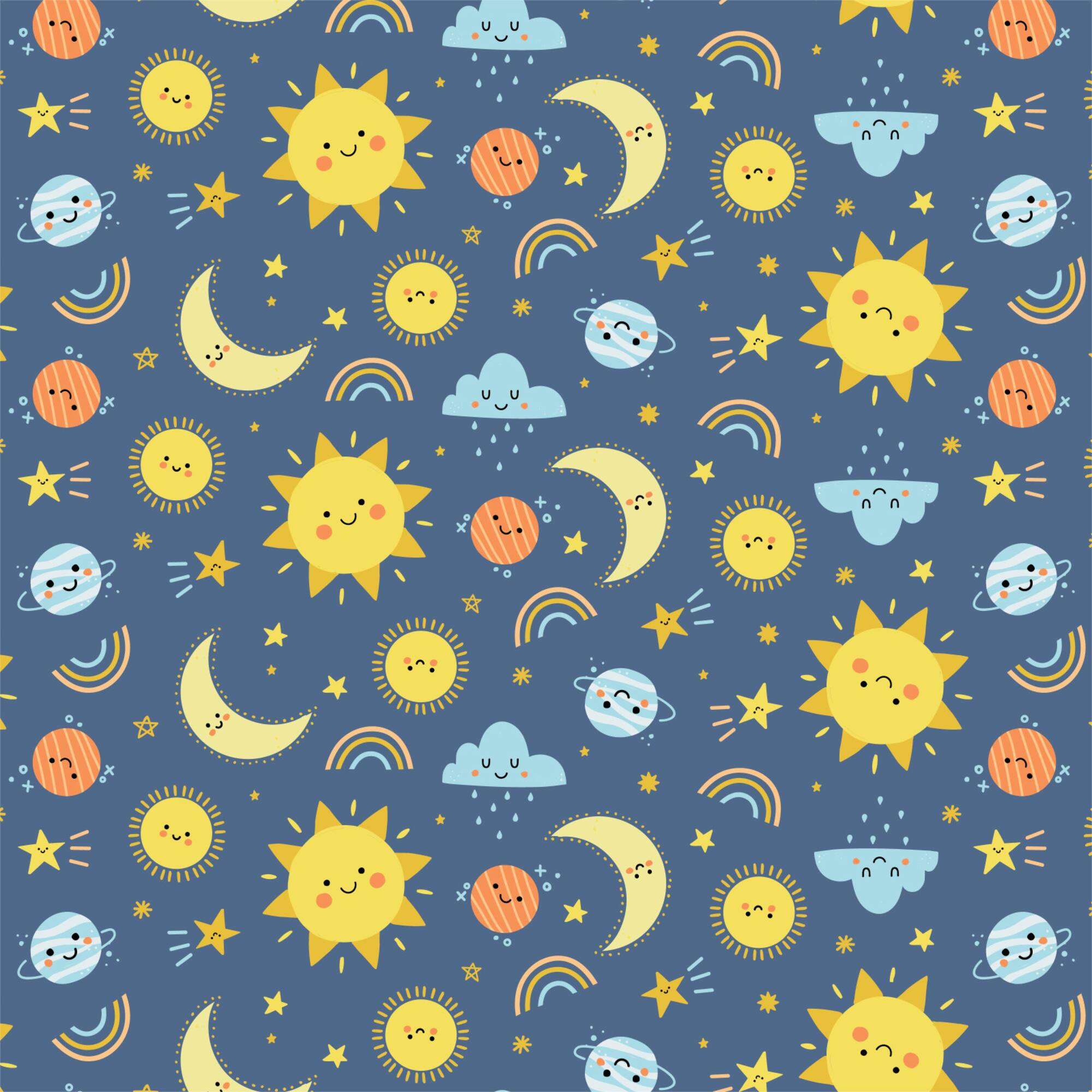 Eugene Textiles Sun & Moon Blue Flannel